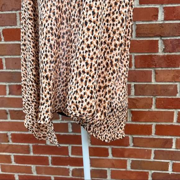 Robert Louis Semi Sheer Leopard Print Tie Neck Long Sleeve Blouse Womens XL - Picture 7 of 9